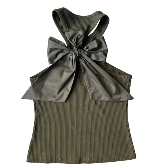 Sunday in Brooklyn Tops - Ribbed Tank Anthropologie Sunday In Brooklyn Racer-back Bow Size S Olive